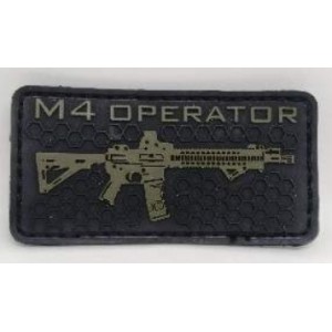 Нашивка PVC/ПВХ с велкро "M4 OPERATOR" (олива на черном) размер 80х40мм 1-000265